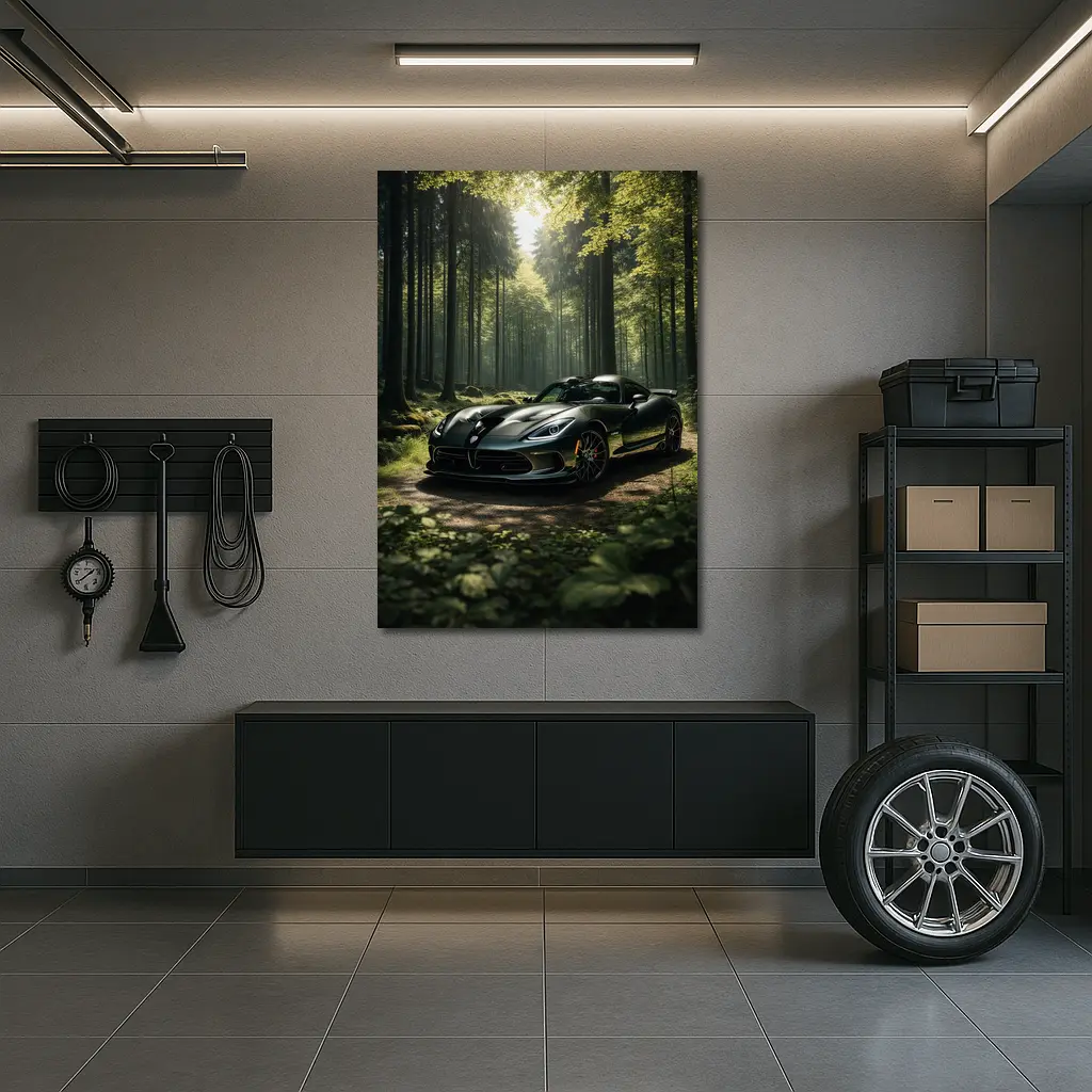 Dodge Viper Parked Deep Forest Setting – Wall Art