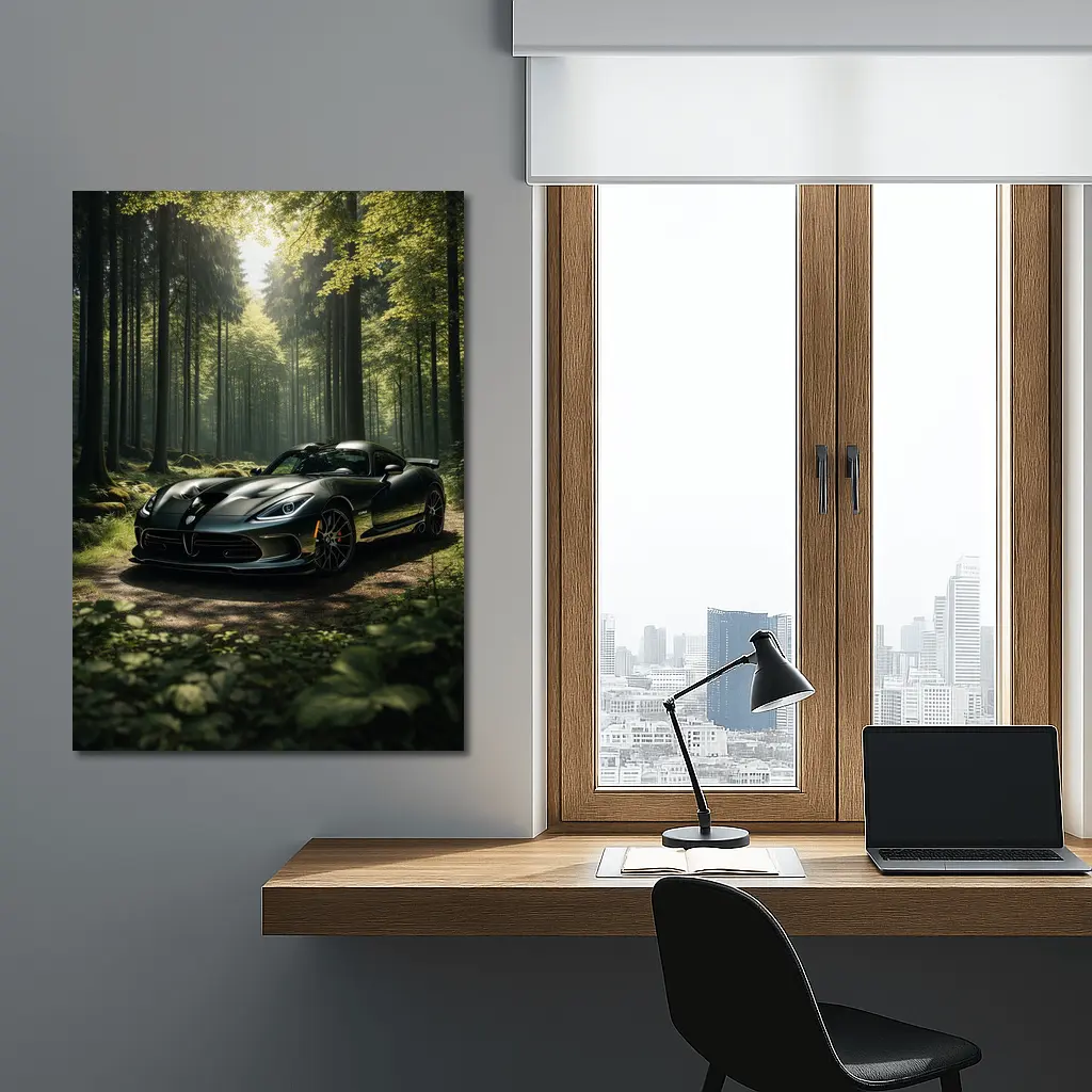 Dodge Viper Parked Deep Forest Setting – Wall Art