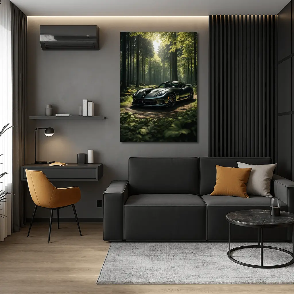Dodge Viper Parked Deep Forest Setting – Wall Art