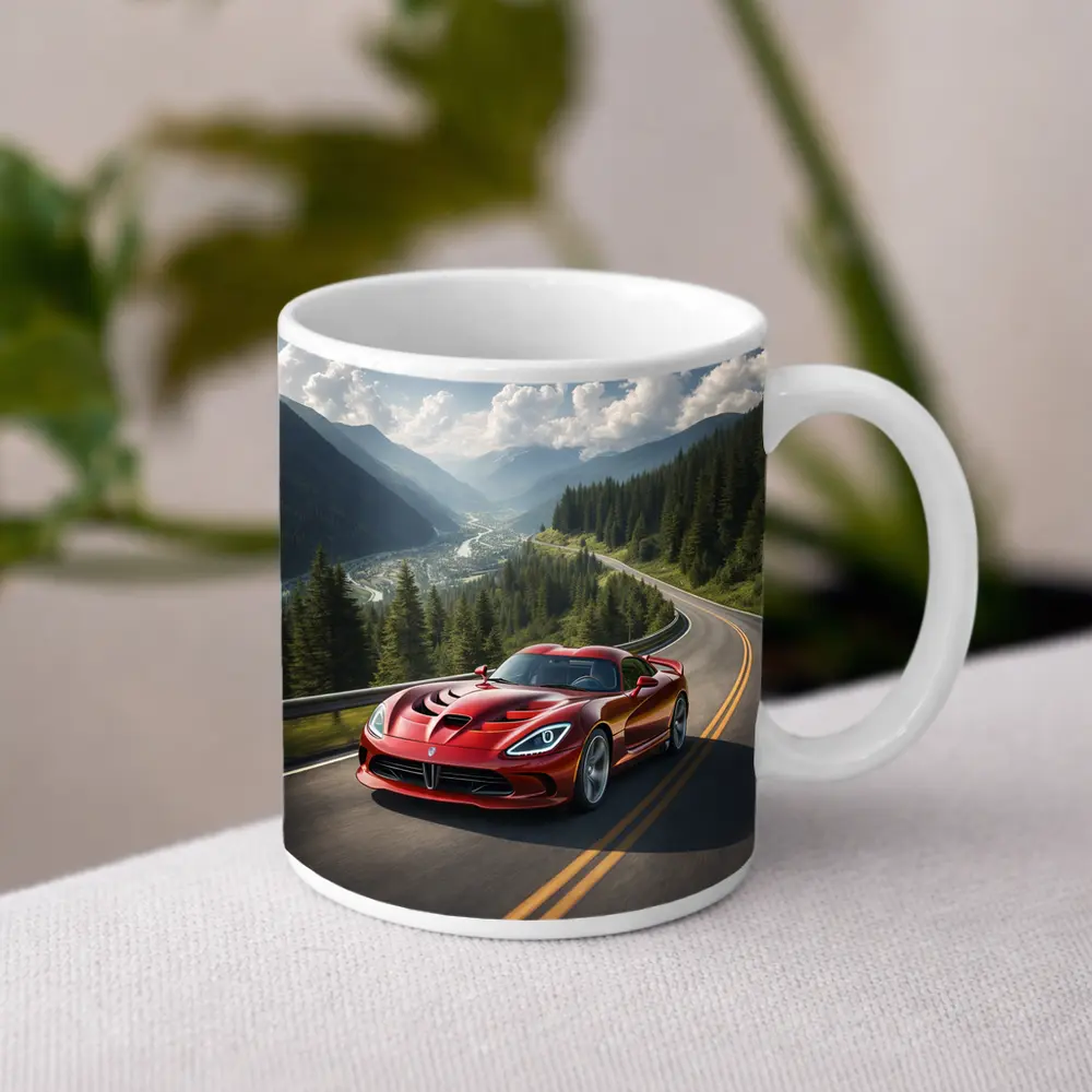 Dodge Viper Red on Mountain Road – Mugs