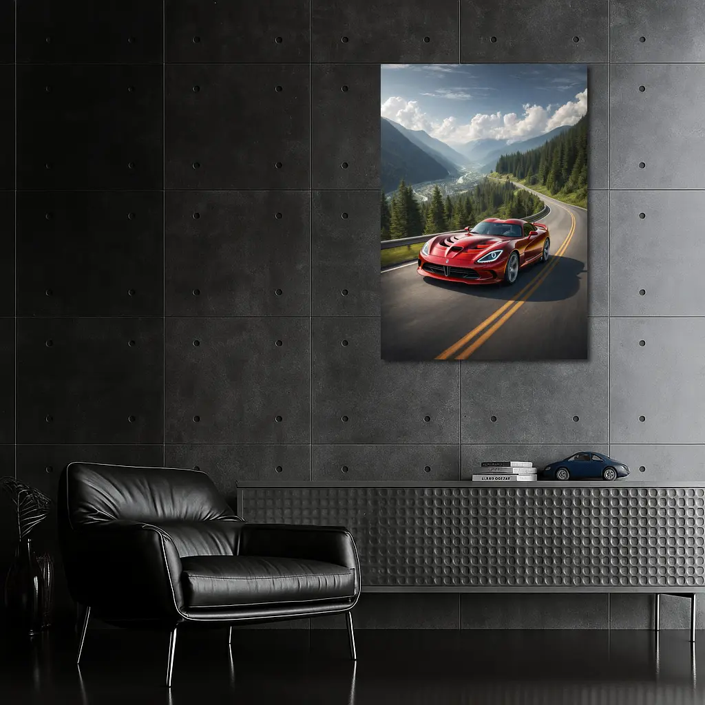 Dodge Viper Red on Mountain Road – Wall Art