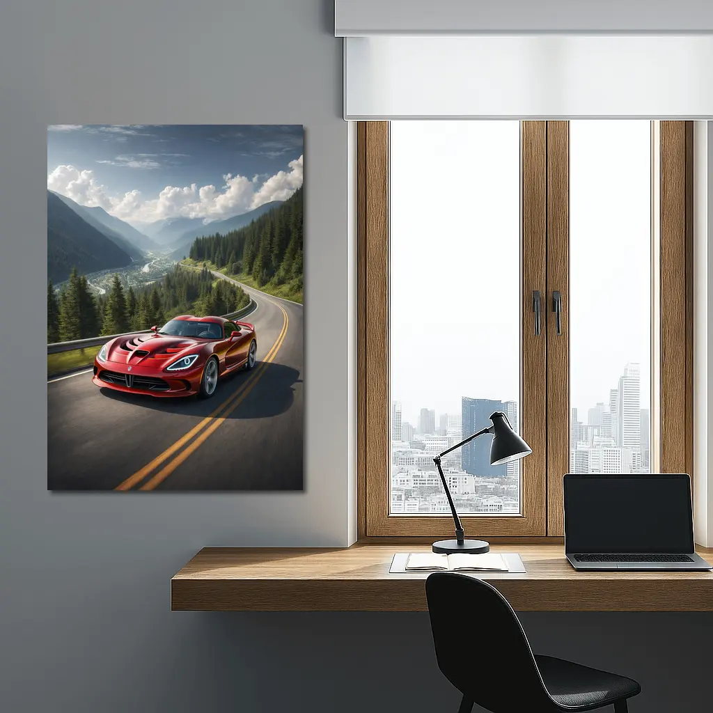 Dodge Viper Red on Mountain Road – Wall Art