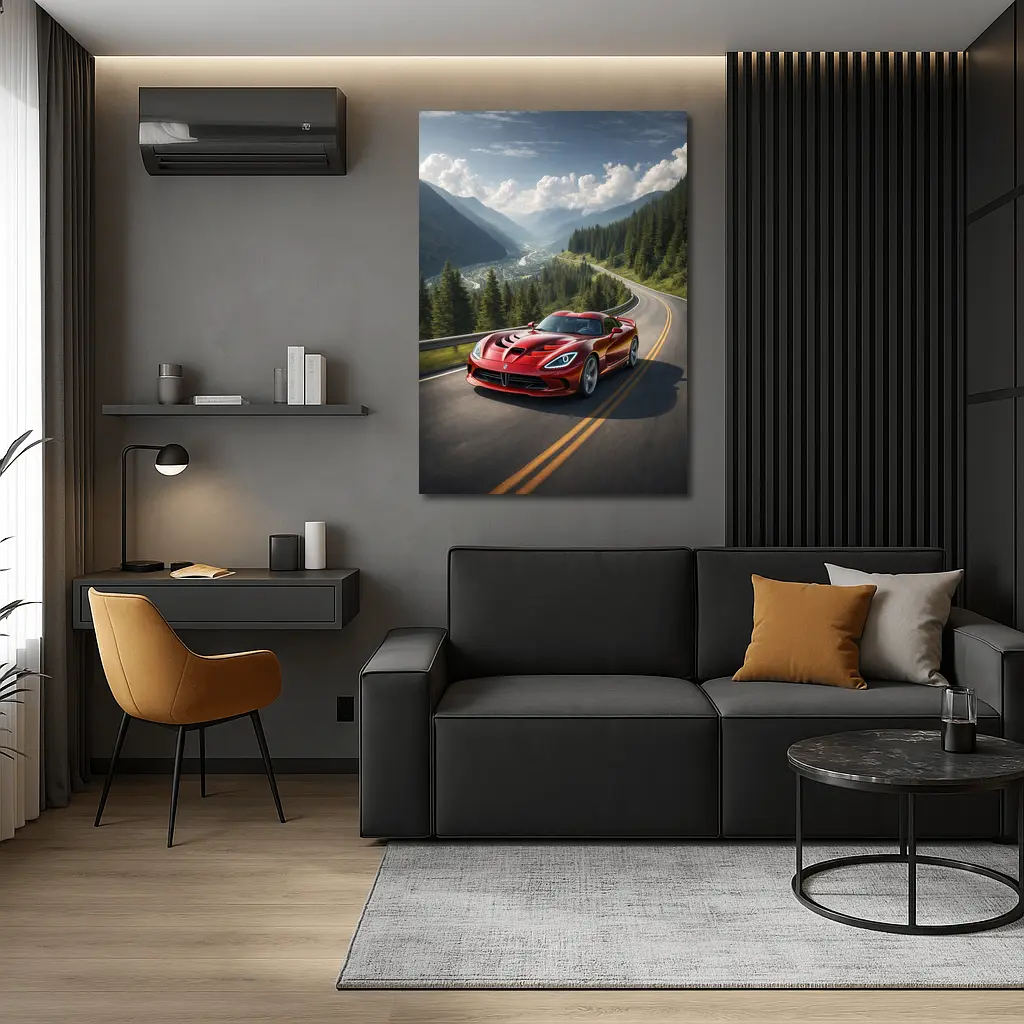 Dodge Viper Red on Mountain Road – Wall Art