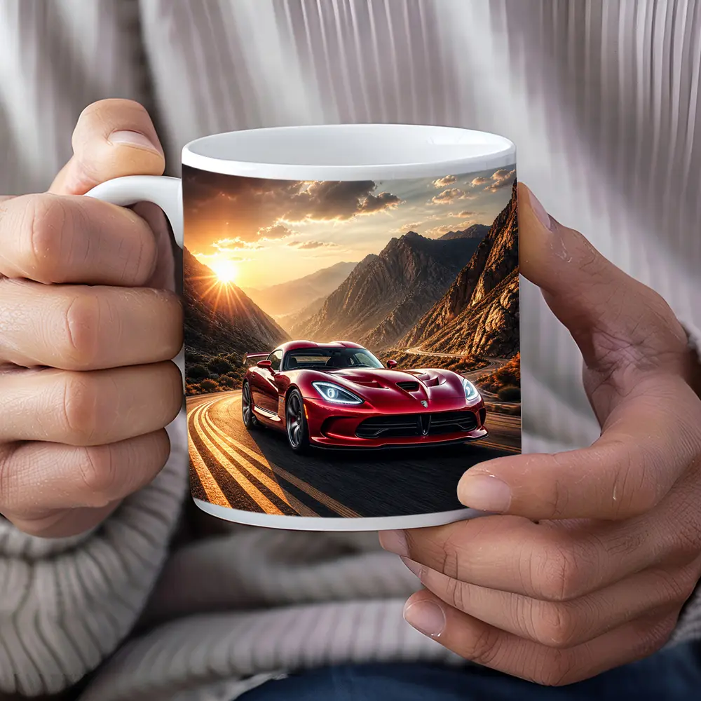 Dodge Viper Red Sports Car Mountain Road – Mugs