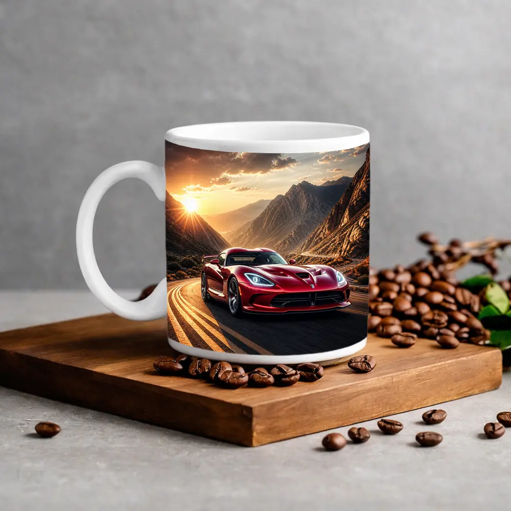 Dodge Viper Red Sports Car Mountain Road – Mugs