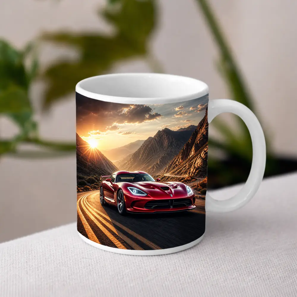 Dodge Viper Red Sports Car Mountain Road – Mugs