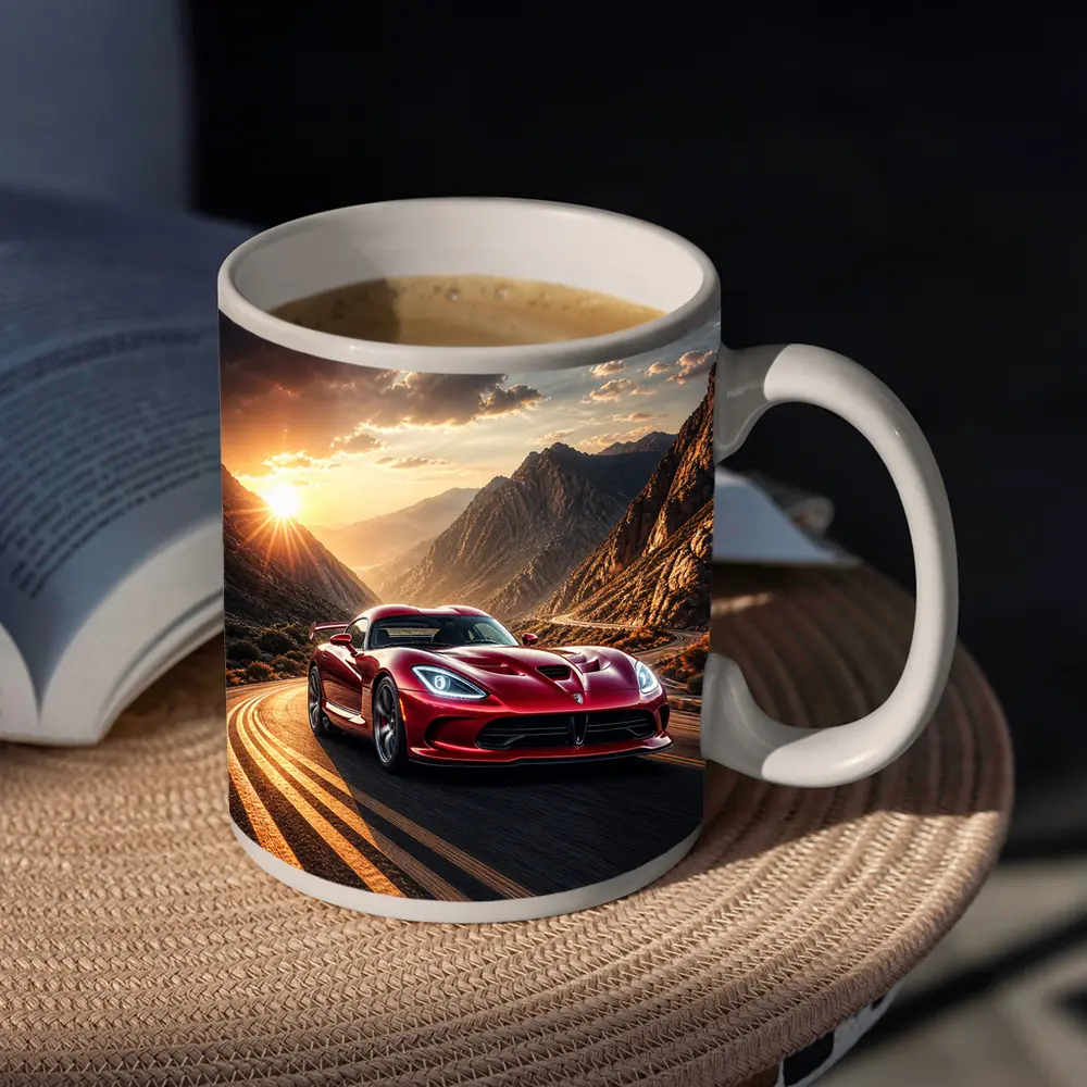 Dodge Viper Red Sports Car Mountain Road – Mugs