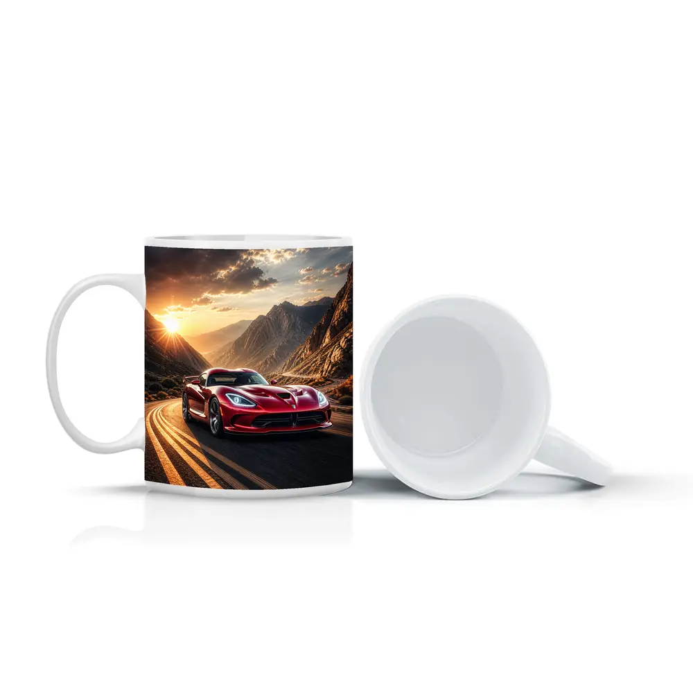Dodge Viper Red Sports Car Mountain Road – Mugs