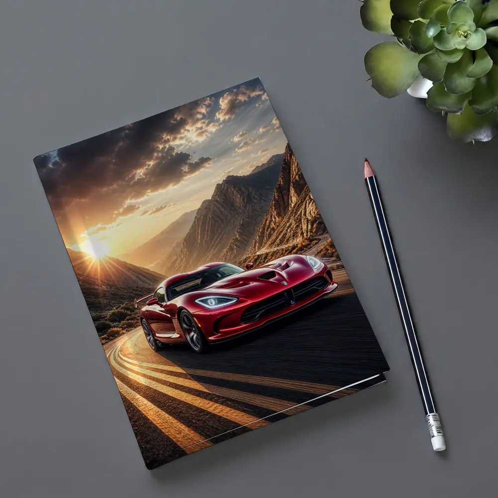 Dodge Viper Red Sports Car Mountain Road – Notebooks