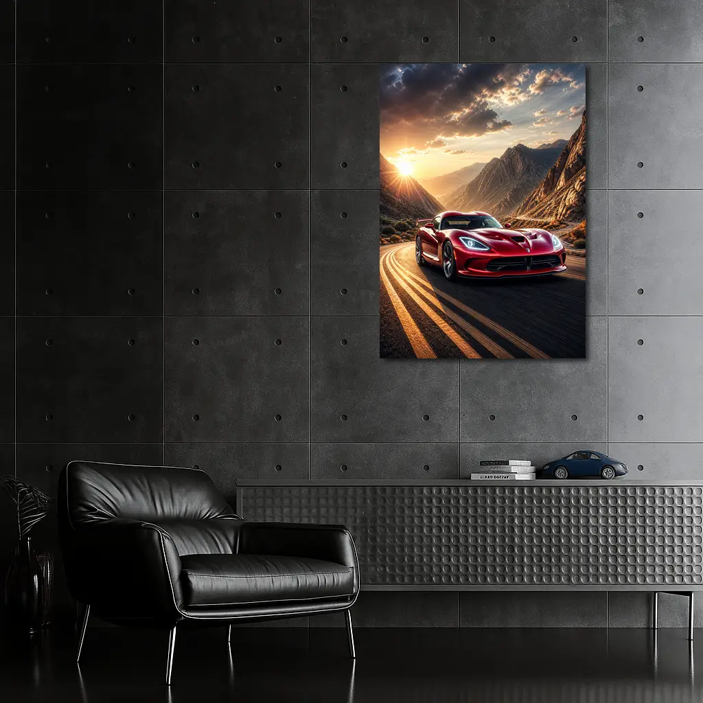 Dodge Viper Red Sports Car Mountain Road – Wall Art