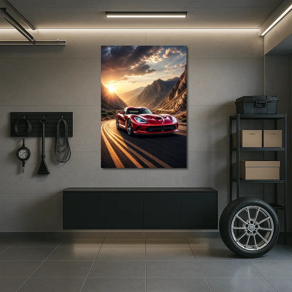 Dodge Viper Red Sports Car Mountain Road – Wall Art