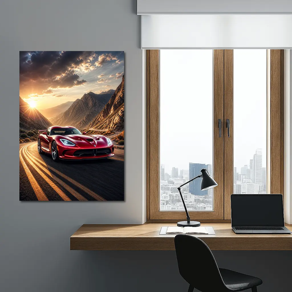 Dodge Viper Red Sports Car Mountain Road – Wall Art