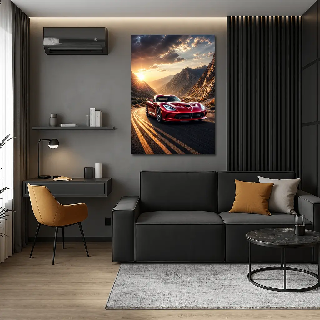 Dodge Viper Red Sports Car Mountain Road – Wall Art