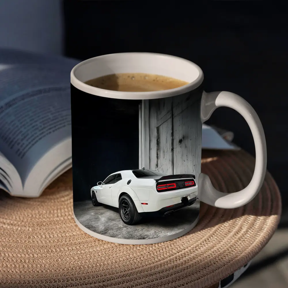 White Dodge Challenger Rear Abandoned Building – Mugs