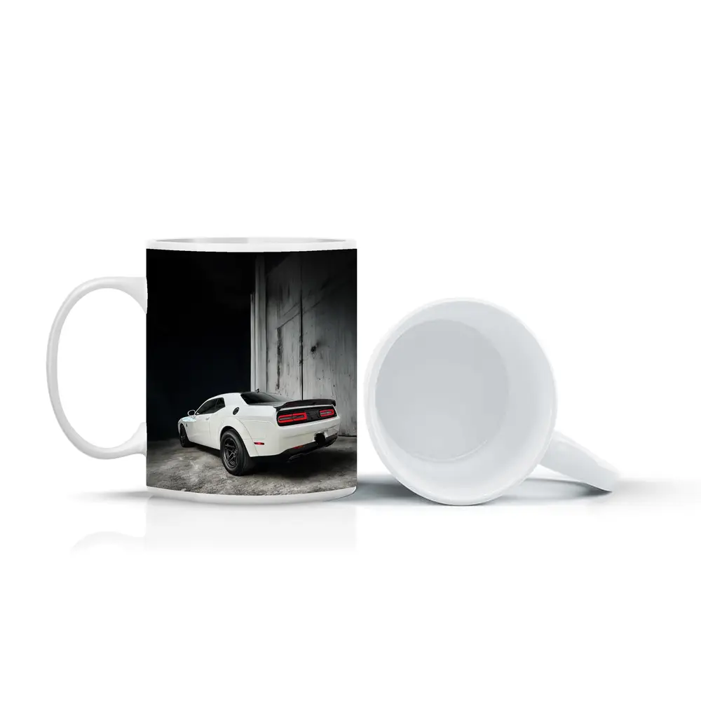White Dodge Challenger Rear Abandoned Building – Mugs