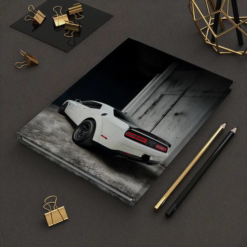 White Dodge Challenger Rear Abandoned Building – Notebooks