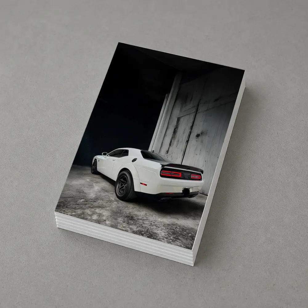 White Dodge Challenger Rear Abandoned Building – Postcards