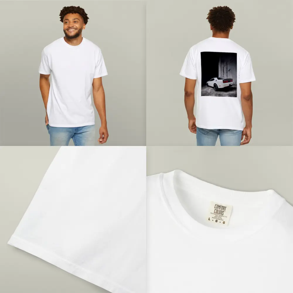 White Dodge Challenger Rear Abandoned Building – T-Shirts