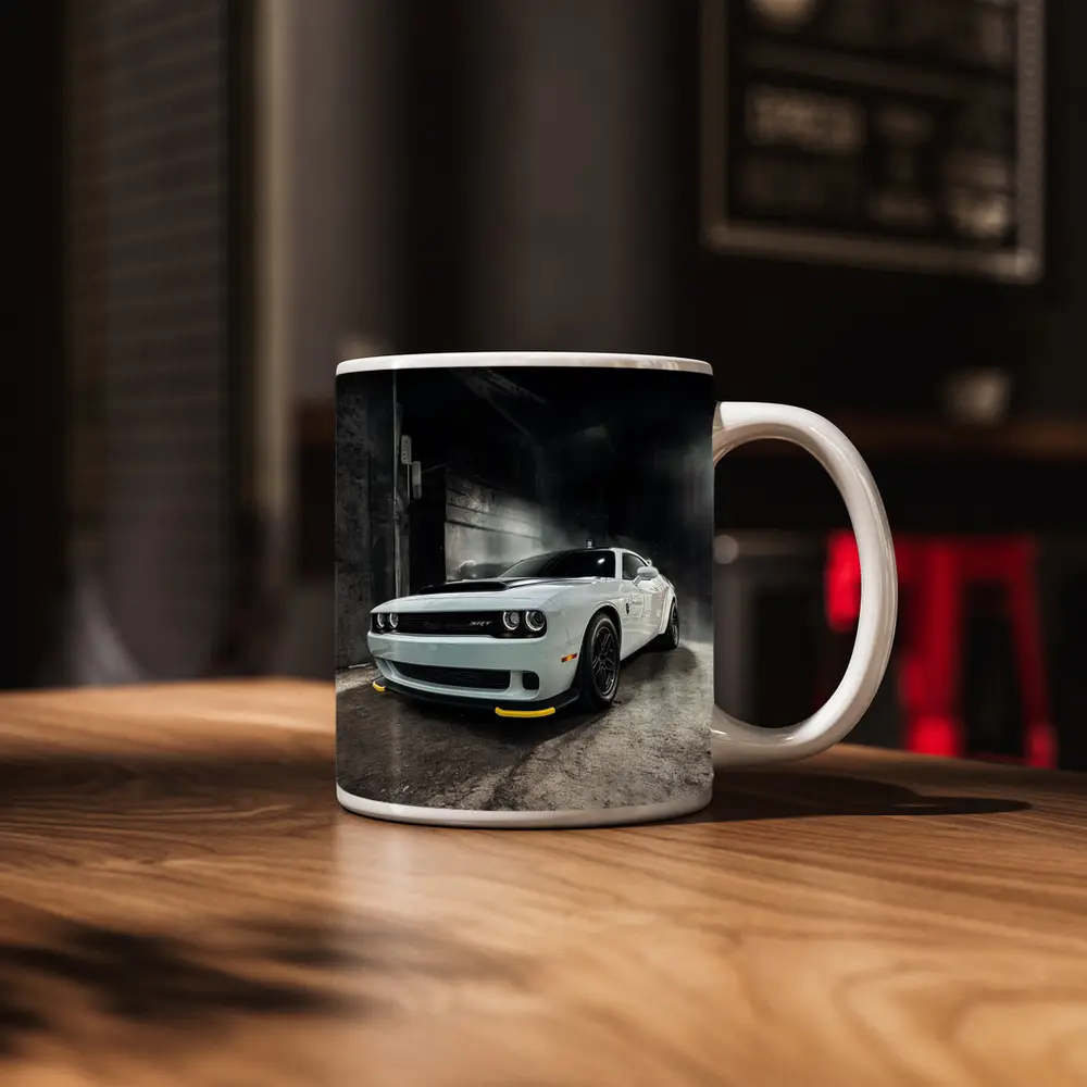 Dodge Challenger SRT White Abandoned Building – Mugs