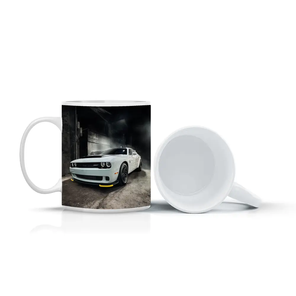 Dodge Challenger SRT White Abandoned Building – Mugs