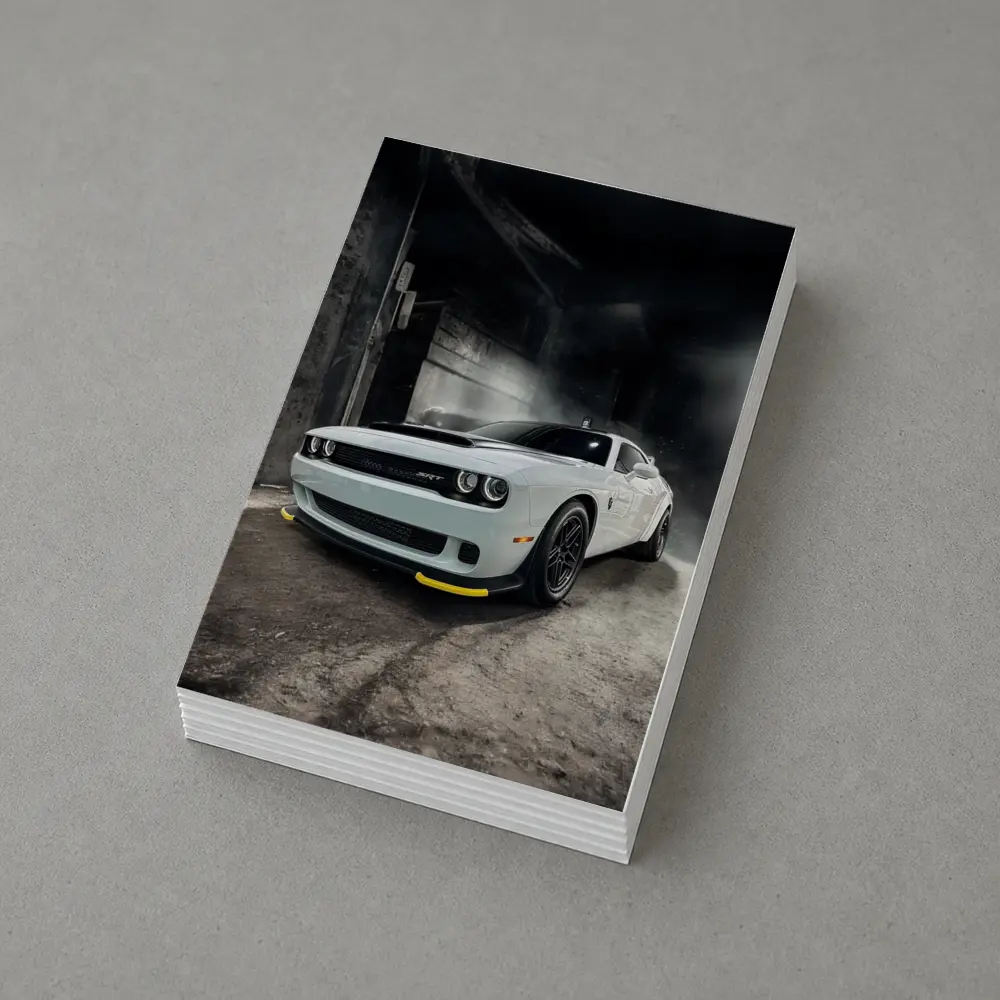 Dodge Challenger SRT White Abandoned Building – Postcards