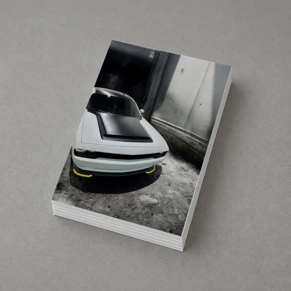 Dodge Challenger White In Abandoned Building – Postcards