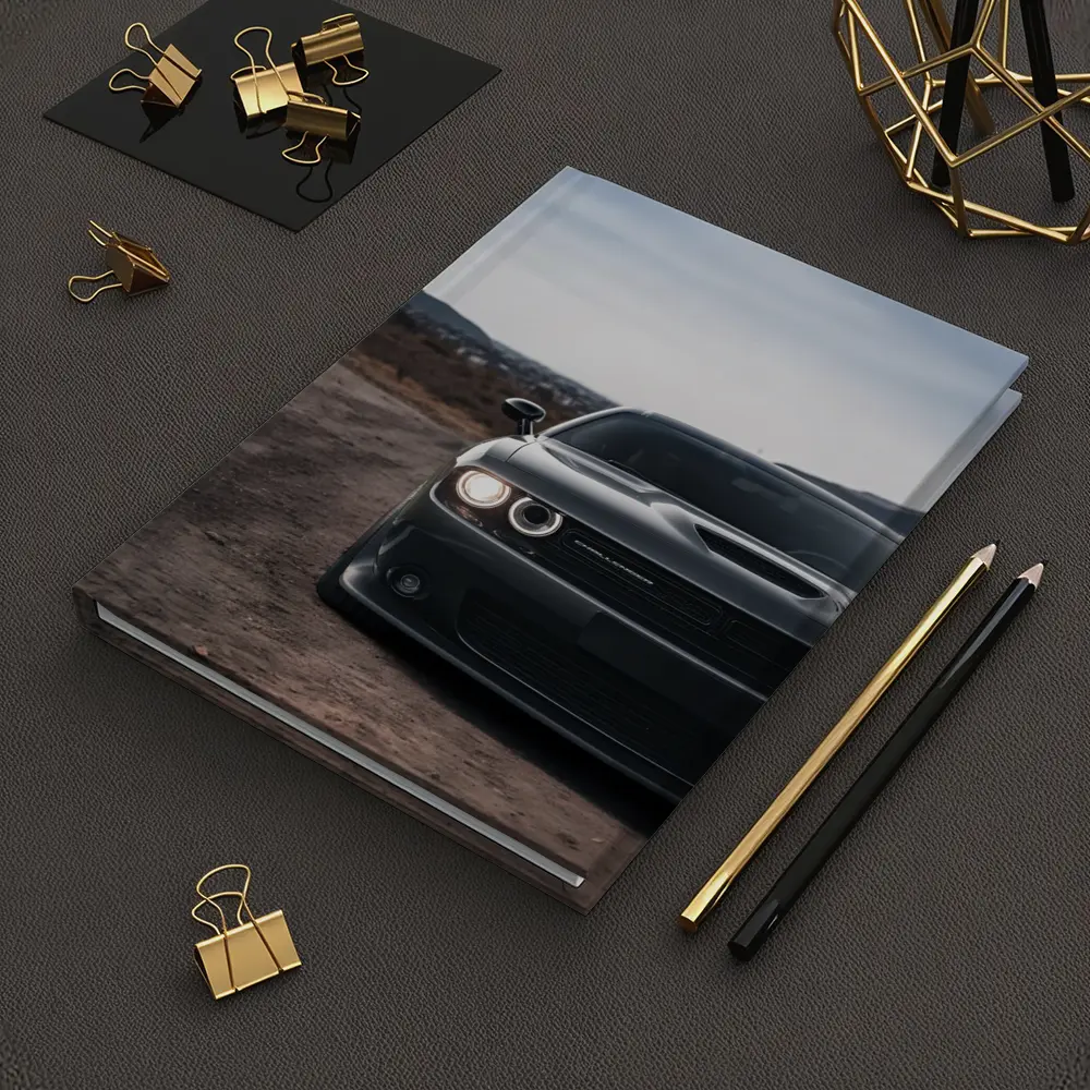 Dodge Challenger Black Front View City Backdrop – Notebooks