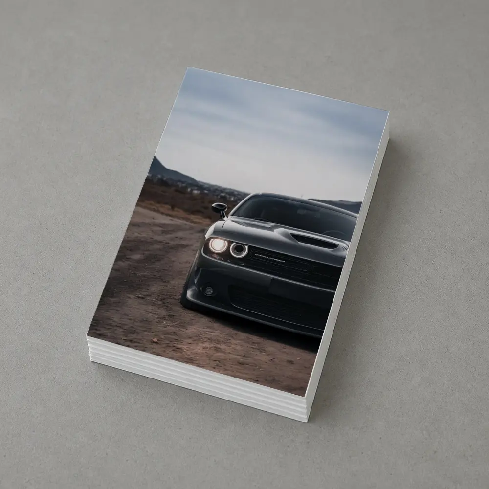 Dodge Challenger Black Front View City Backdrop – Postcards