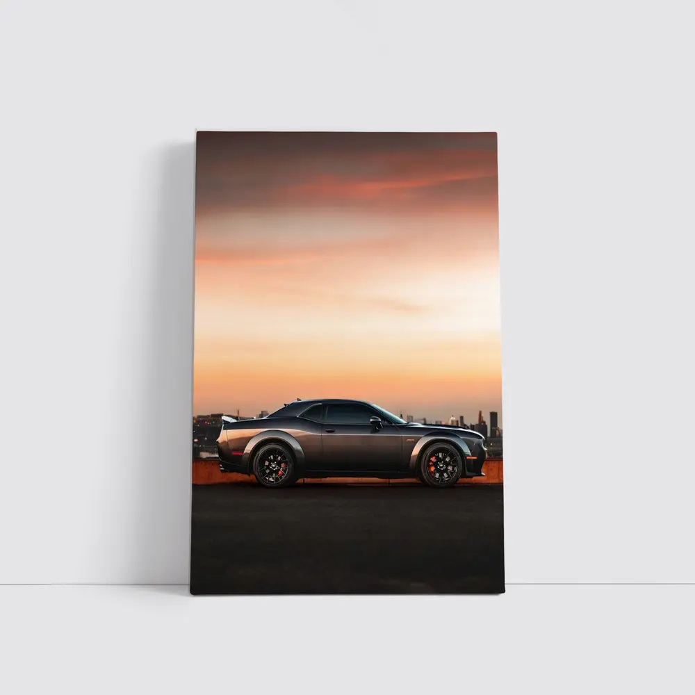 Dodge Challenger Muscle Car City Sunset – Wall Art