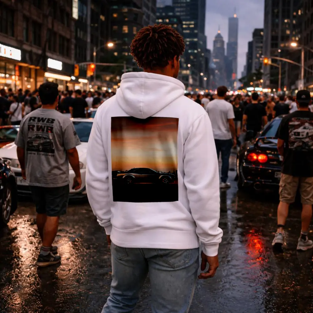 Dodge Challenger Muscle Car City Sunset – Hoodies
