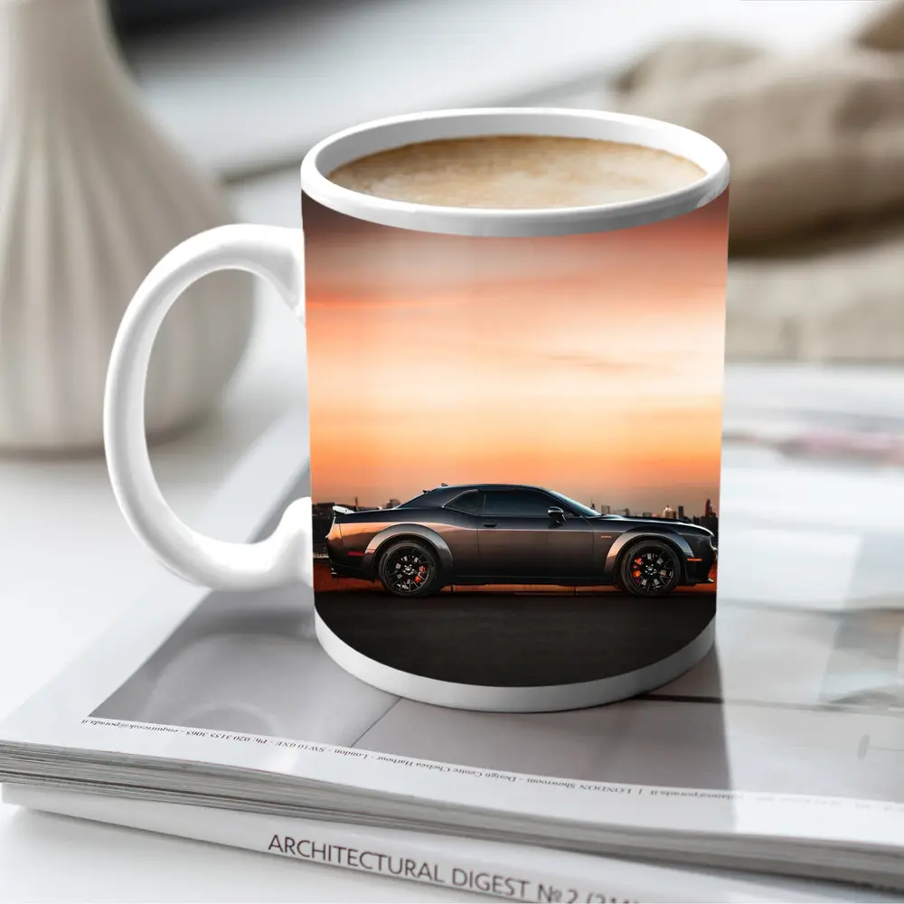 Dodge Challenger Muscle Car City Sunset – Mugs