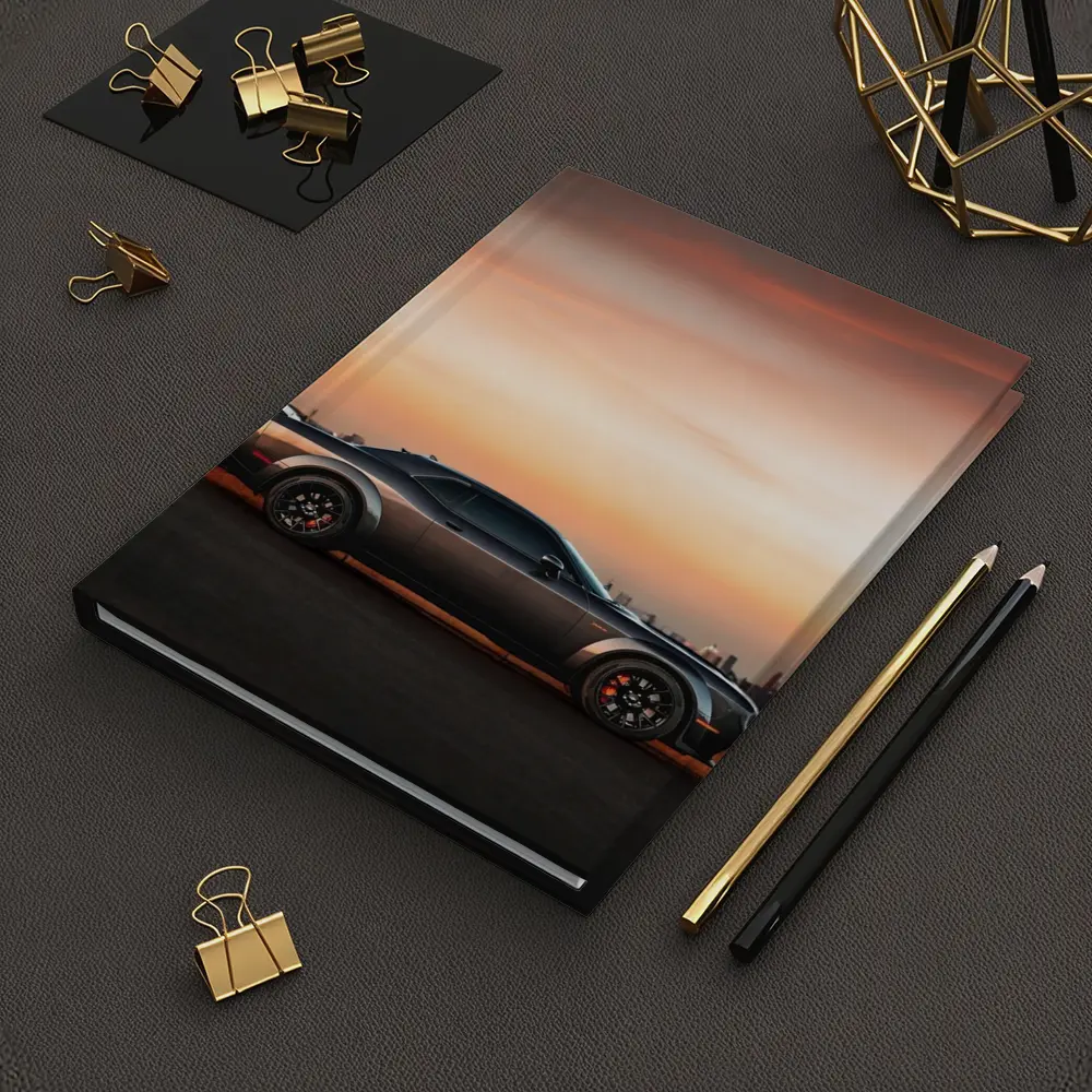 Dodge Challenger Muscle Car City Sunset – Notebooks