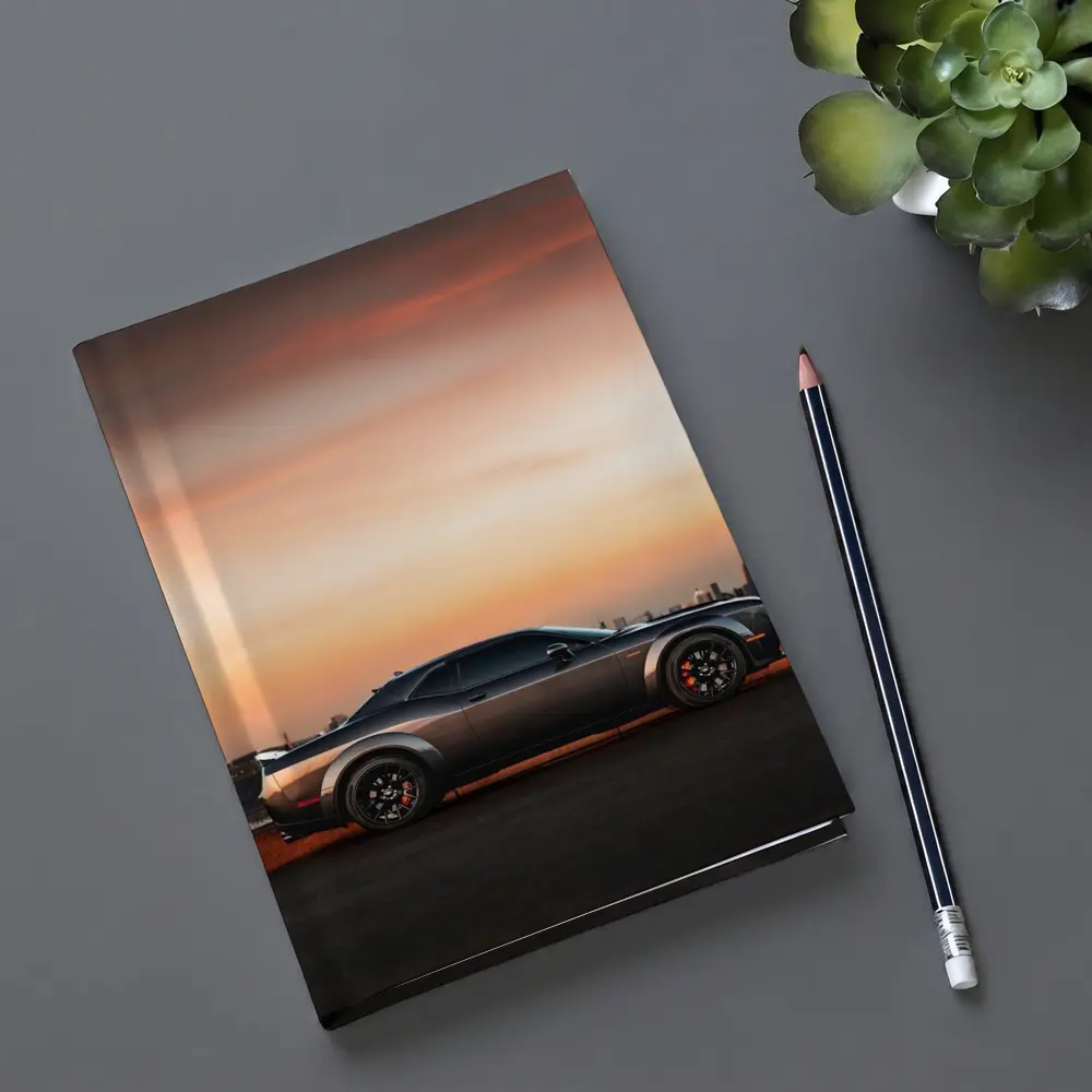 Dodge Challenger Muscle Car City Sunset – Notebooks