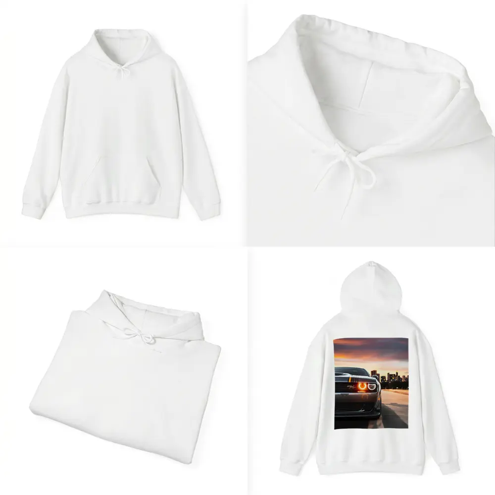Dodge Challenger RT City Sunset Front View – Hoodies