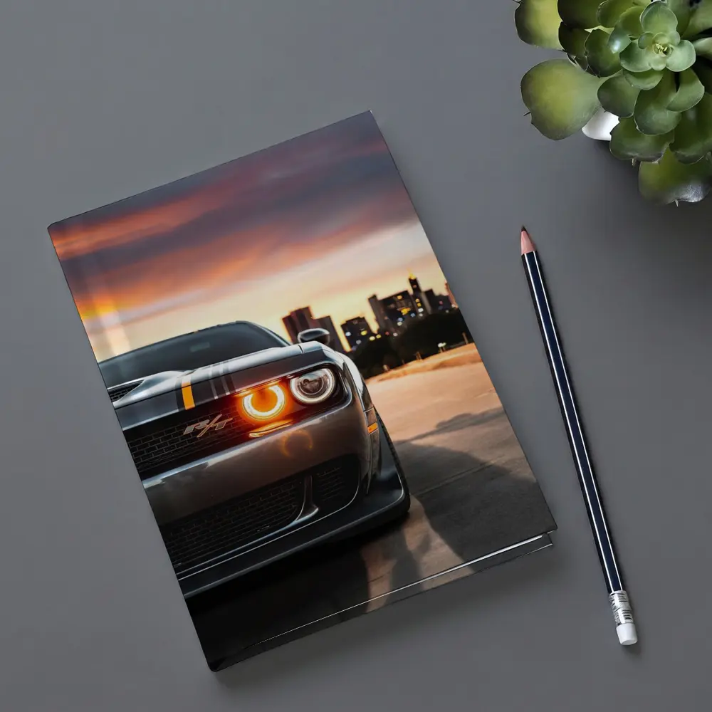 Dodge Challenger RT City Sunset Front View – Notebooks