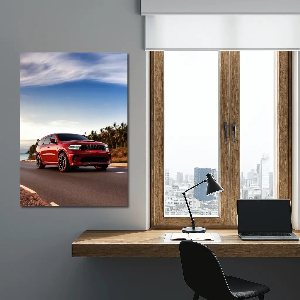Dodge Durango Red SUV Coastal Road Drive – Wall Art