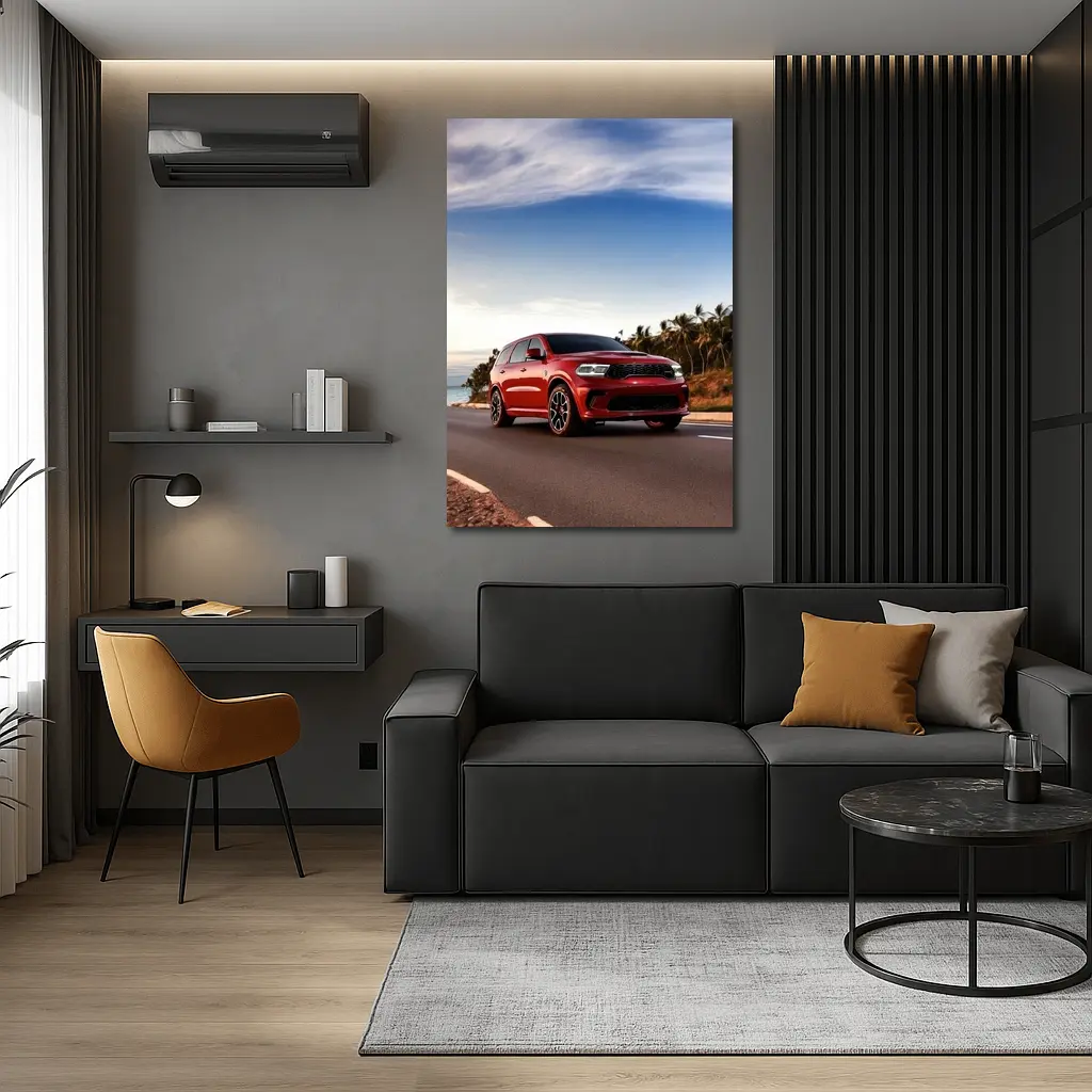 Dodge Durango Red SUV Coastal Road Drive – Wall Art