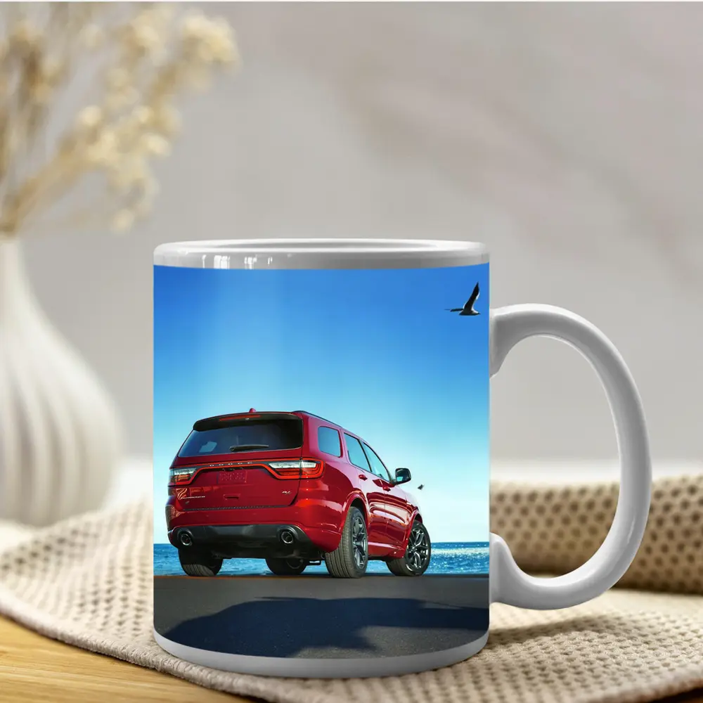 Dodge Durango Red SUV Ocean Background – Mugs