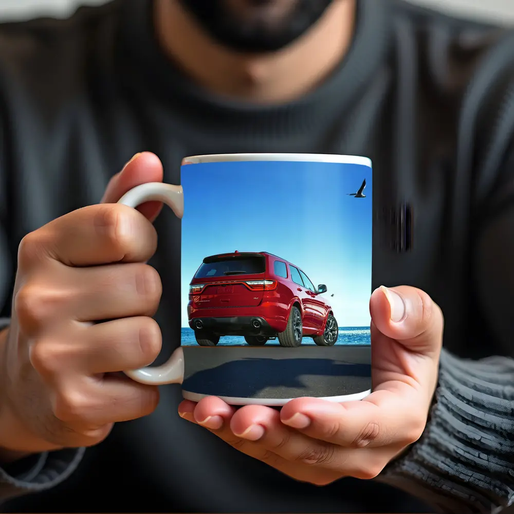 Dodge Durango Red SUV Ocean Background – Mugs