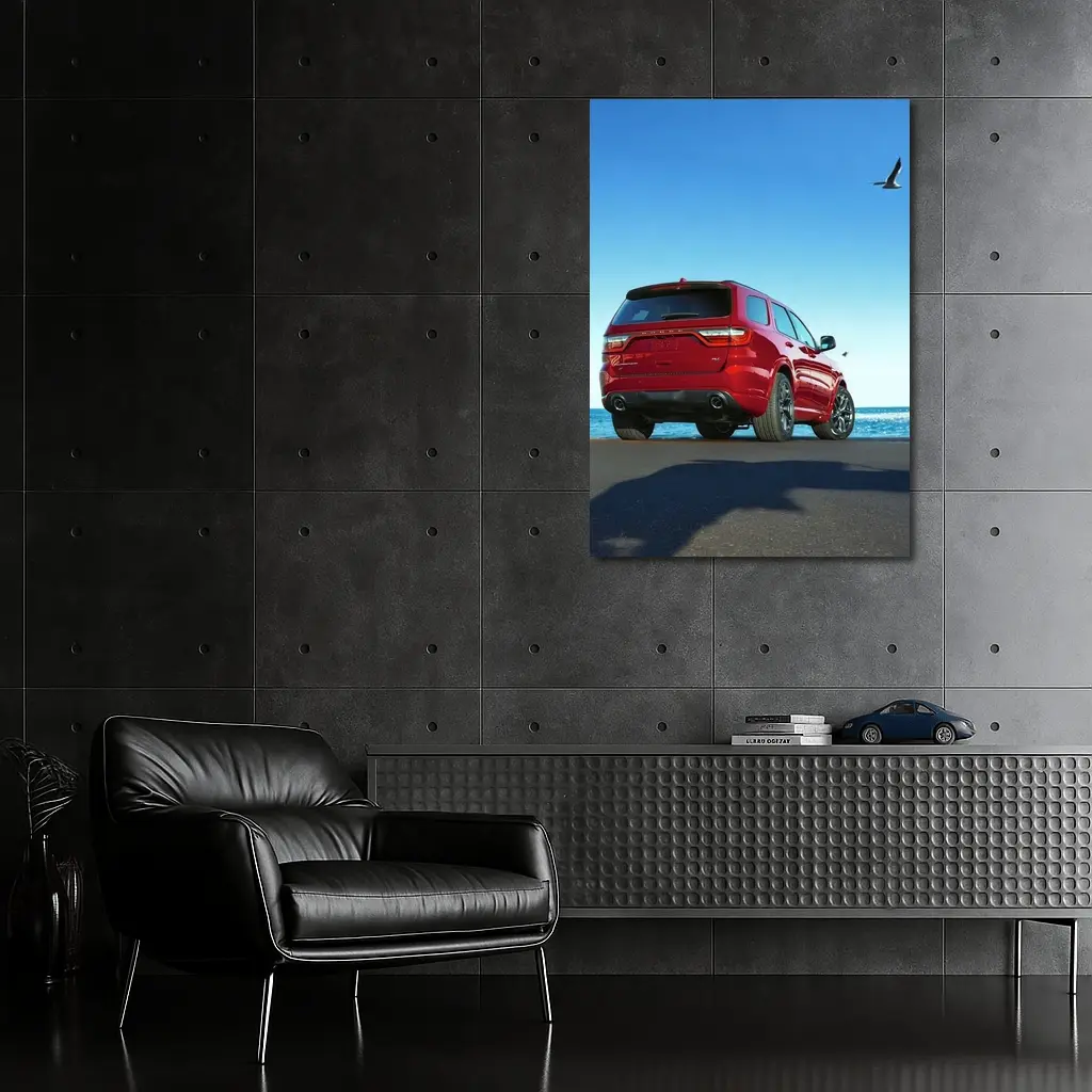 Dodge Durango Red SUV Ocean Background – Wall Art