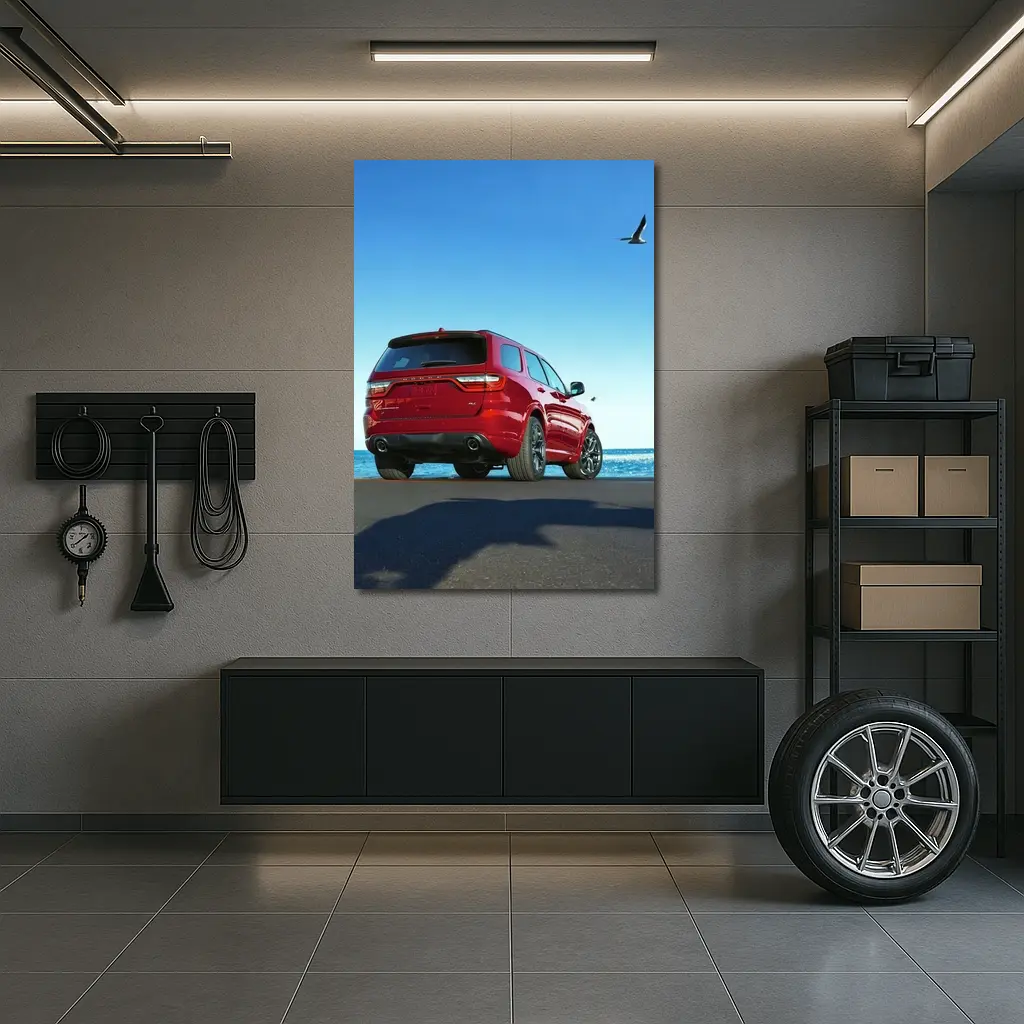 Dodge Durango Red SUV Ocean Background – Wall Art
