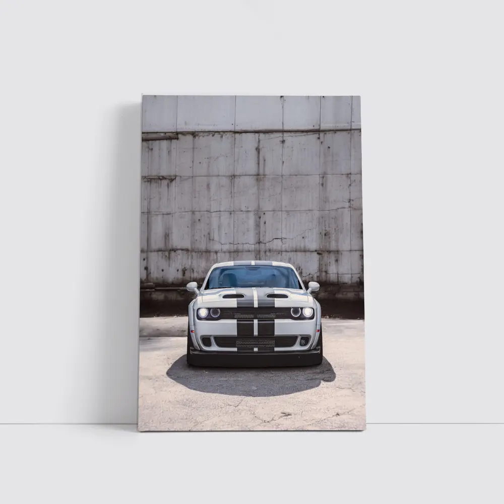 Dodge Challenger Front View Concrete Wall – Wall Art