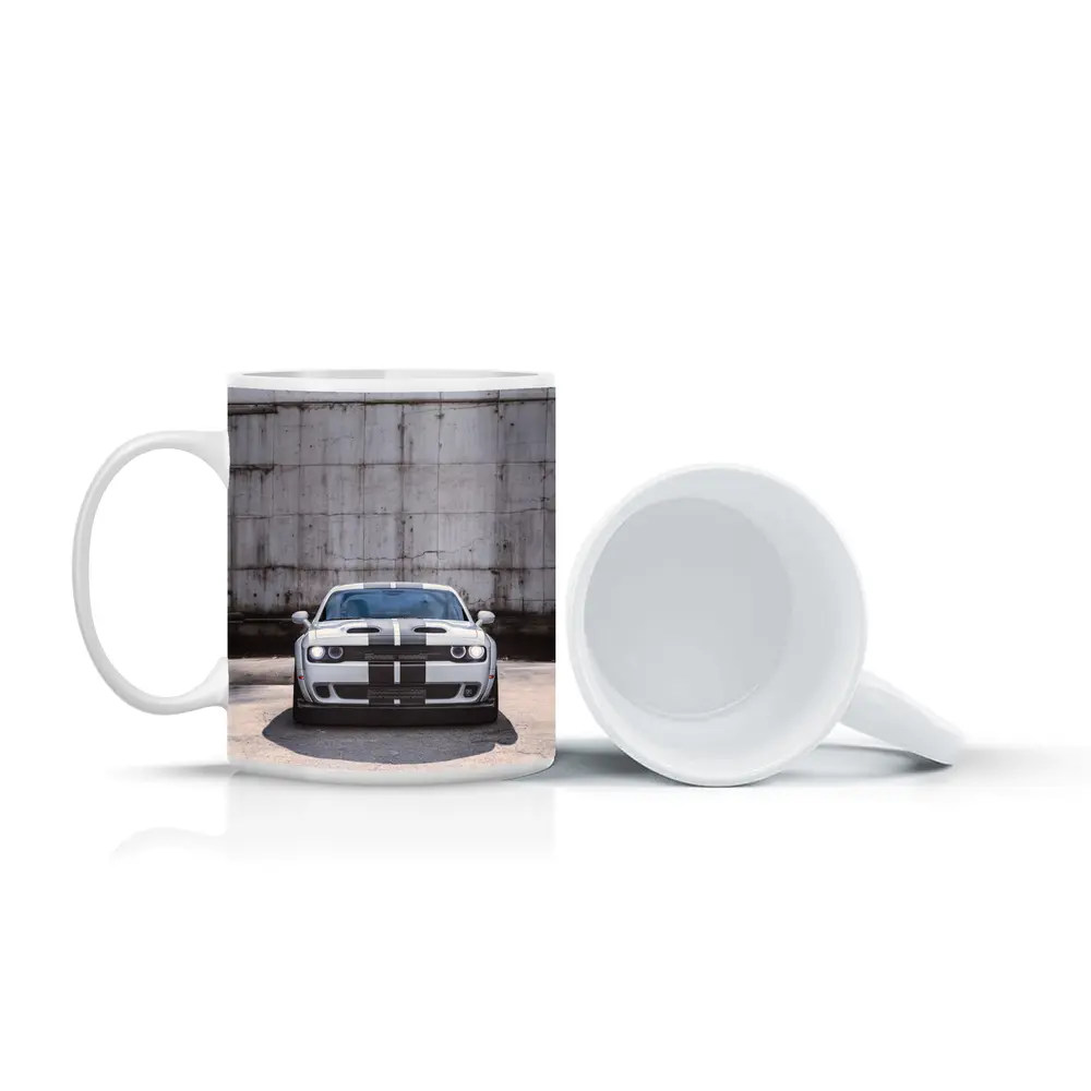 Dodge Challenger Front View Concrete Wall – Mugs