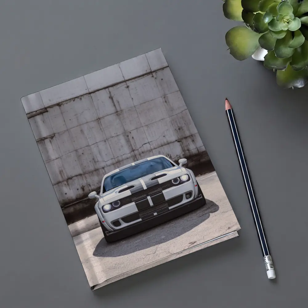 Dodge Challenger Front View Concrete Wall – Notebooks