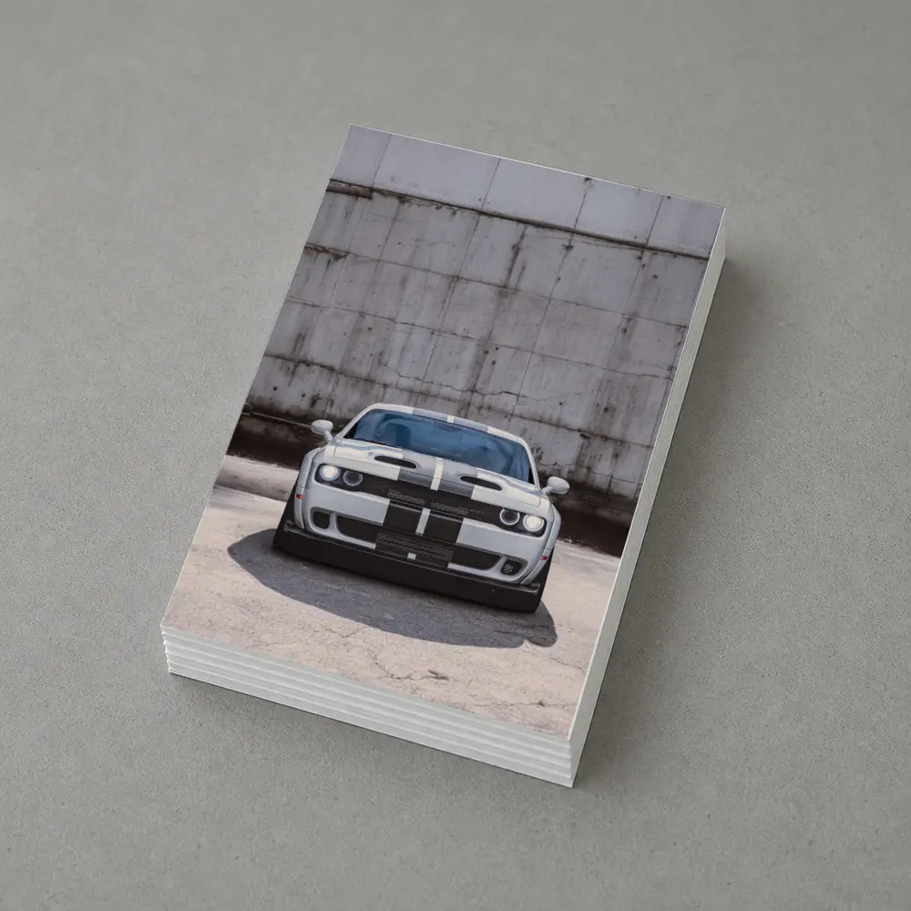Dodge Challenger Front View Concrete Wall – Postcards