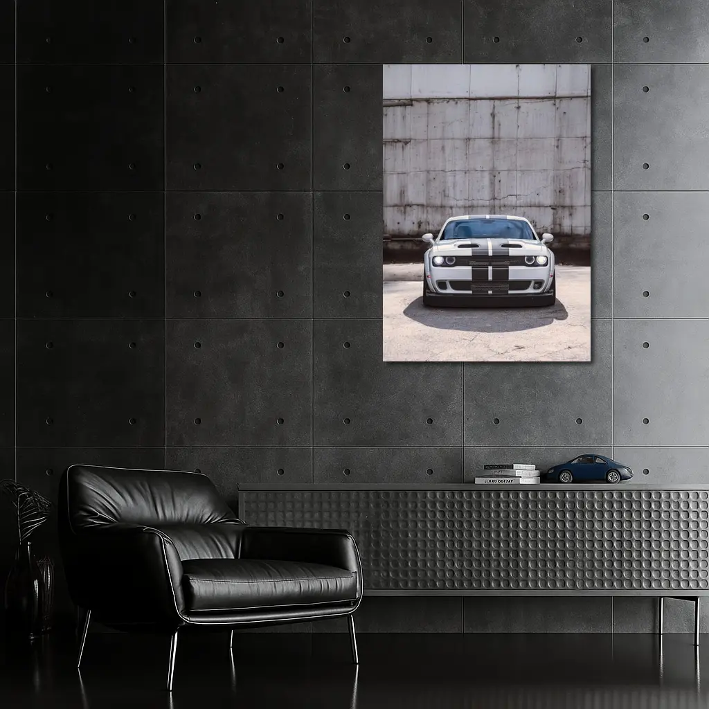 Dodge Challenger Front View Concrete Wall – Wall Art