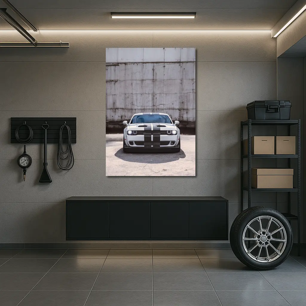 Dodge Challenger Front View Concrete Wall – Wall Art