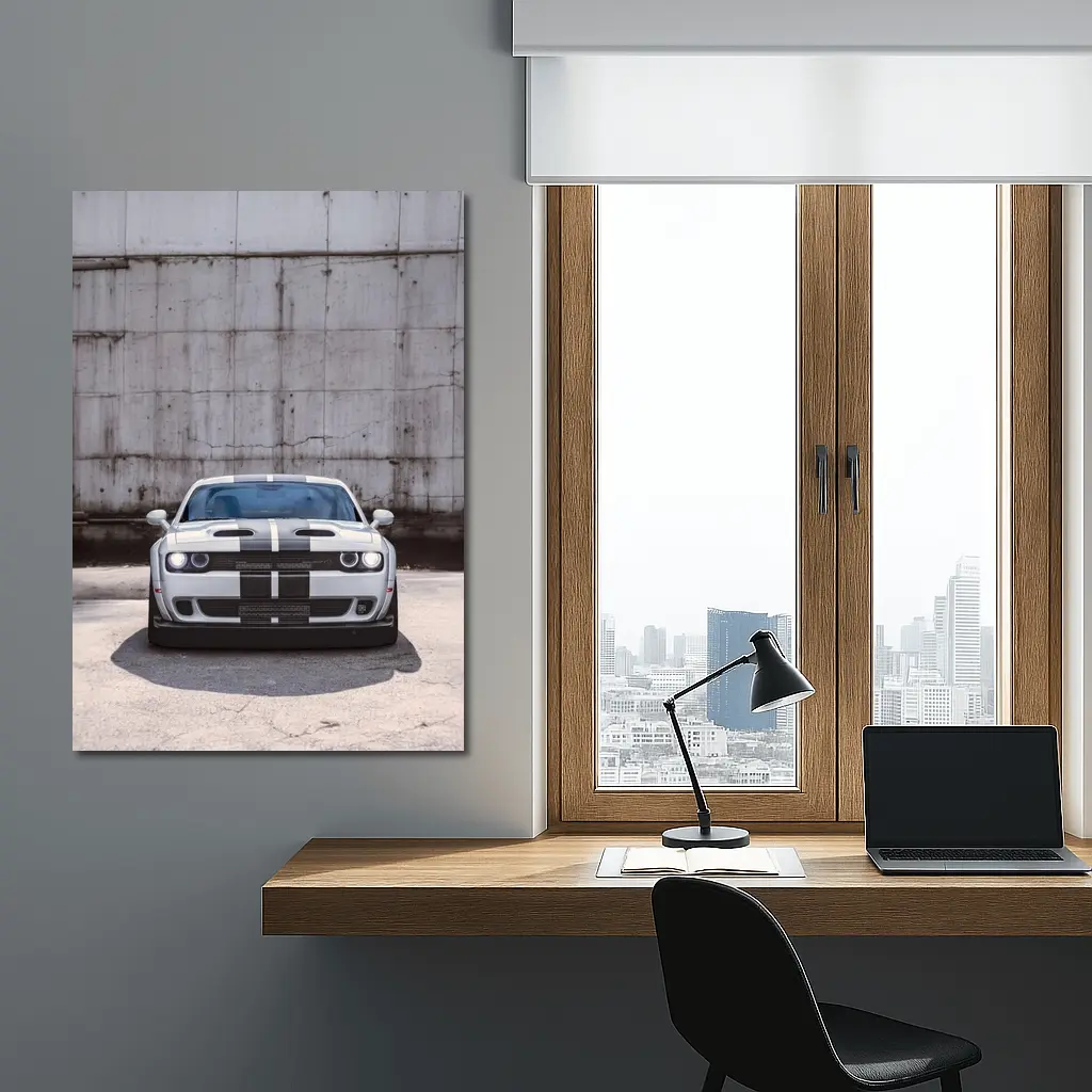 Dodge Challenger Front View Concrete Wall – Wall Art