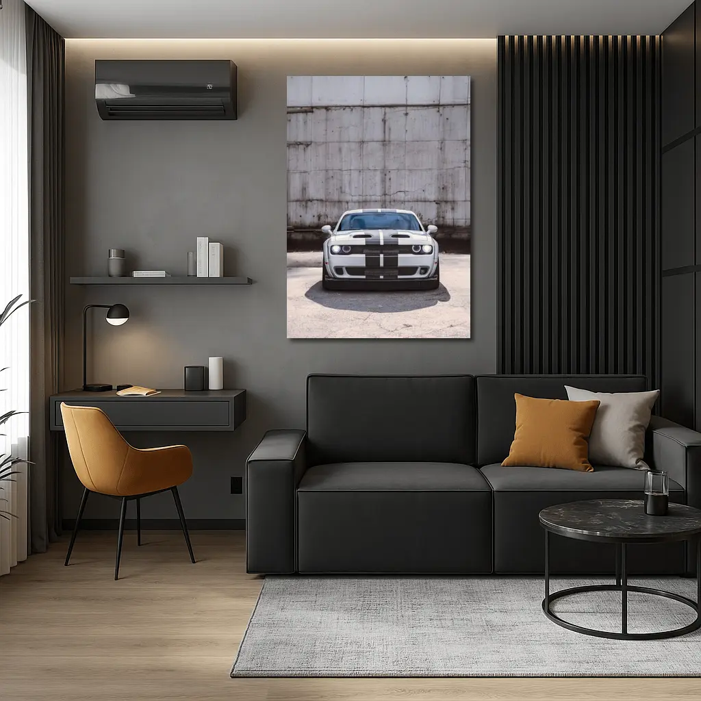 Dodge Challenger Front View Concrete Wall – Wall Art