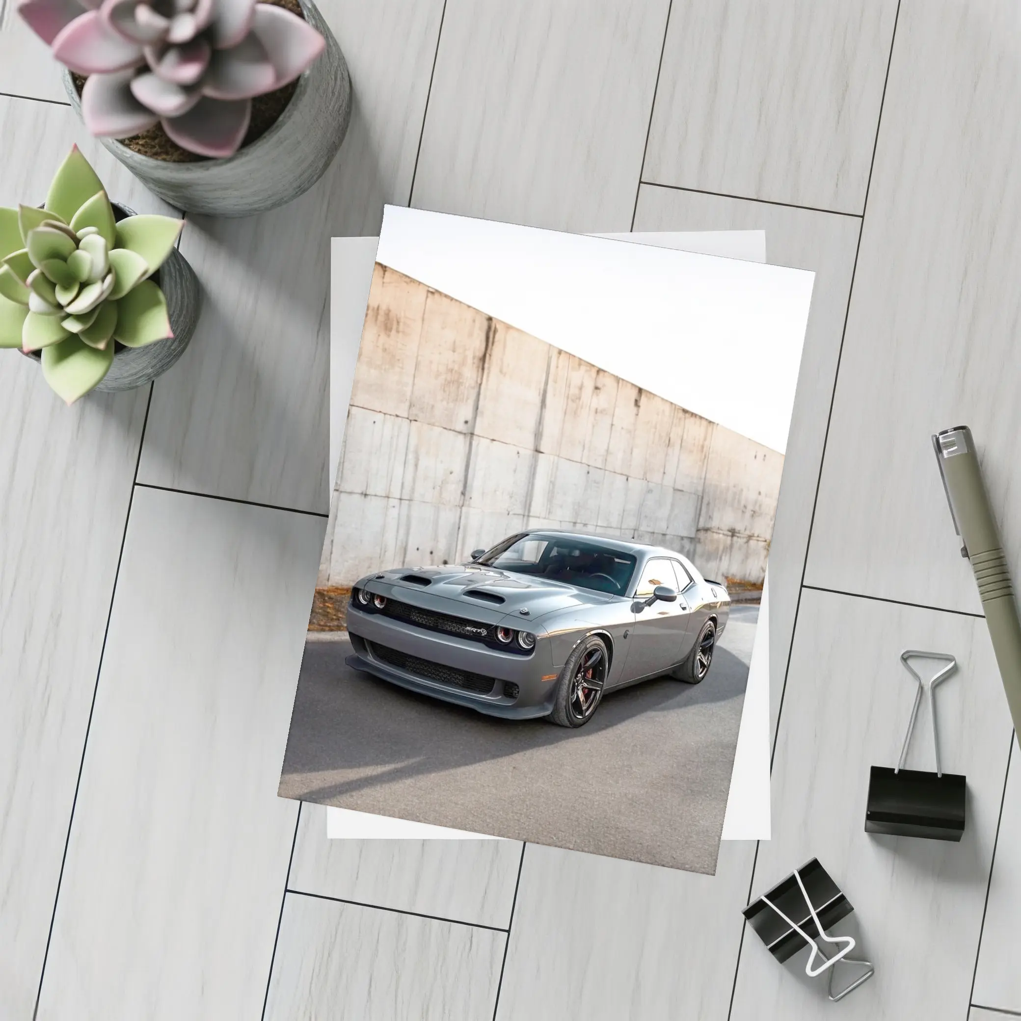 Dodge Challenger Hellcat Gray Concrete Wall – Postcards